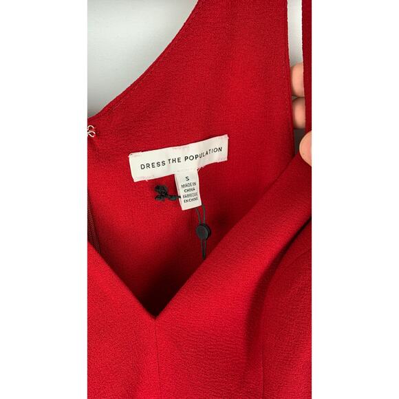 Dress The Population Alicia Midi Dress Womens Small Garnet Red Chiffon Crepe - Picture 9 of 11